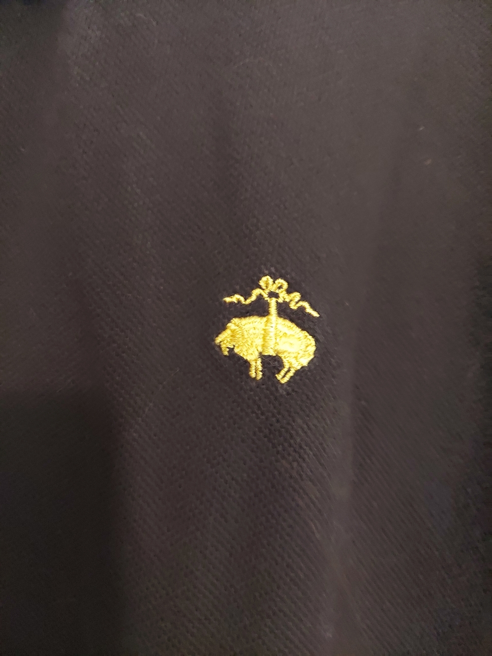 Brooks Brothers Men's Navy Polo Shirt with Yellow Logo - XL - Picture 5 of 8